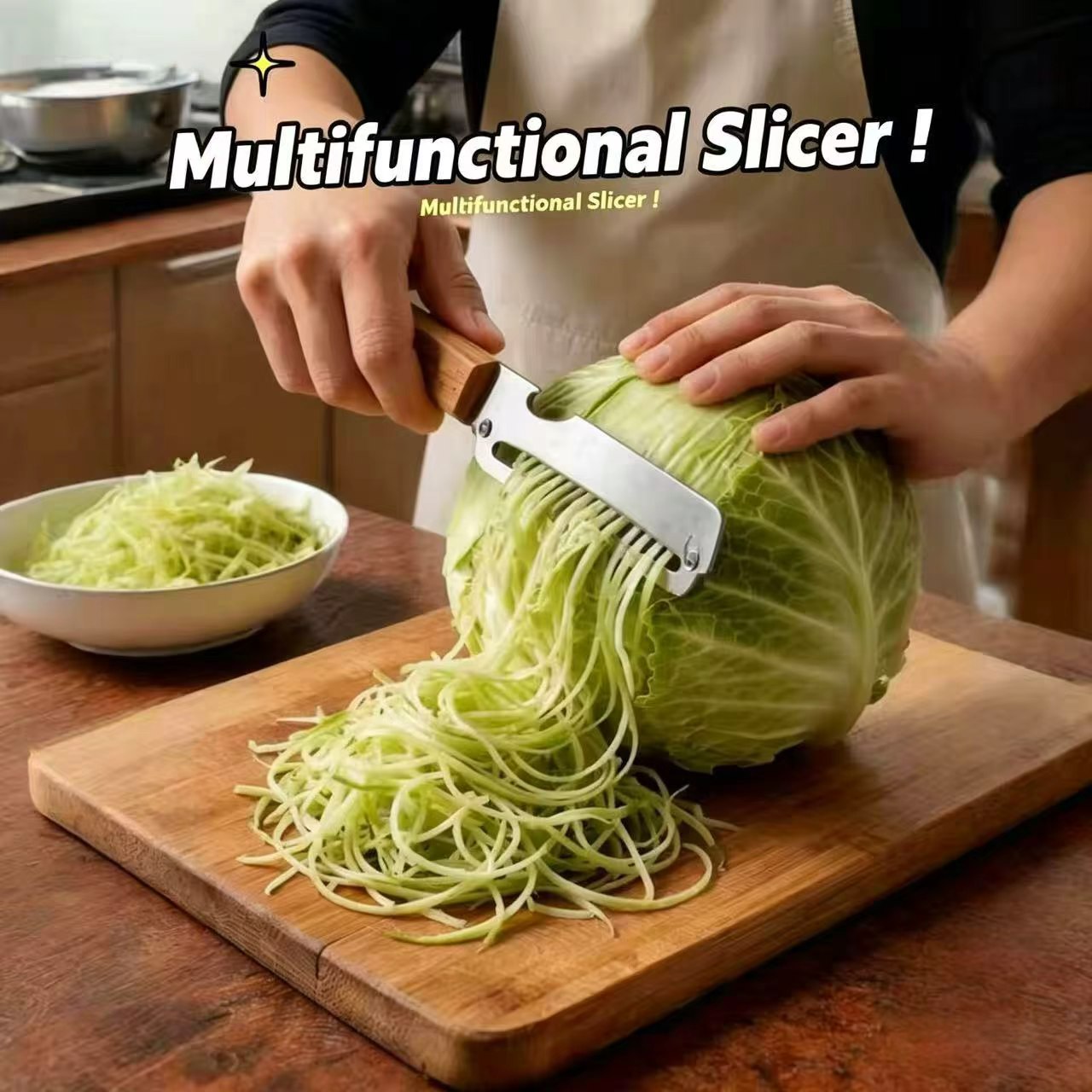 Vegetable Kitchen Gadgets - 3-in-1 groenteschiller met houten handvat en