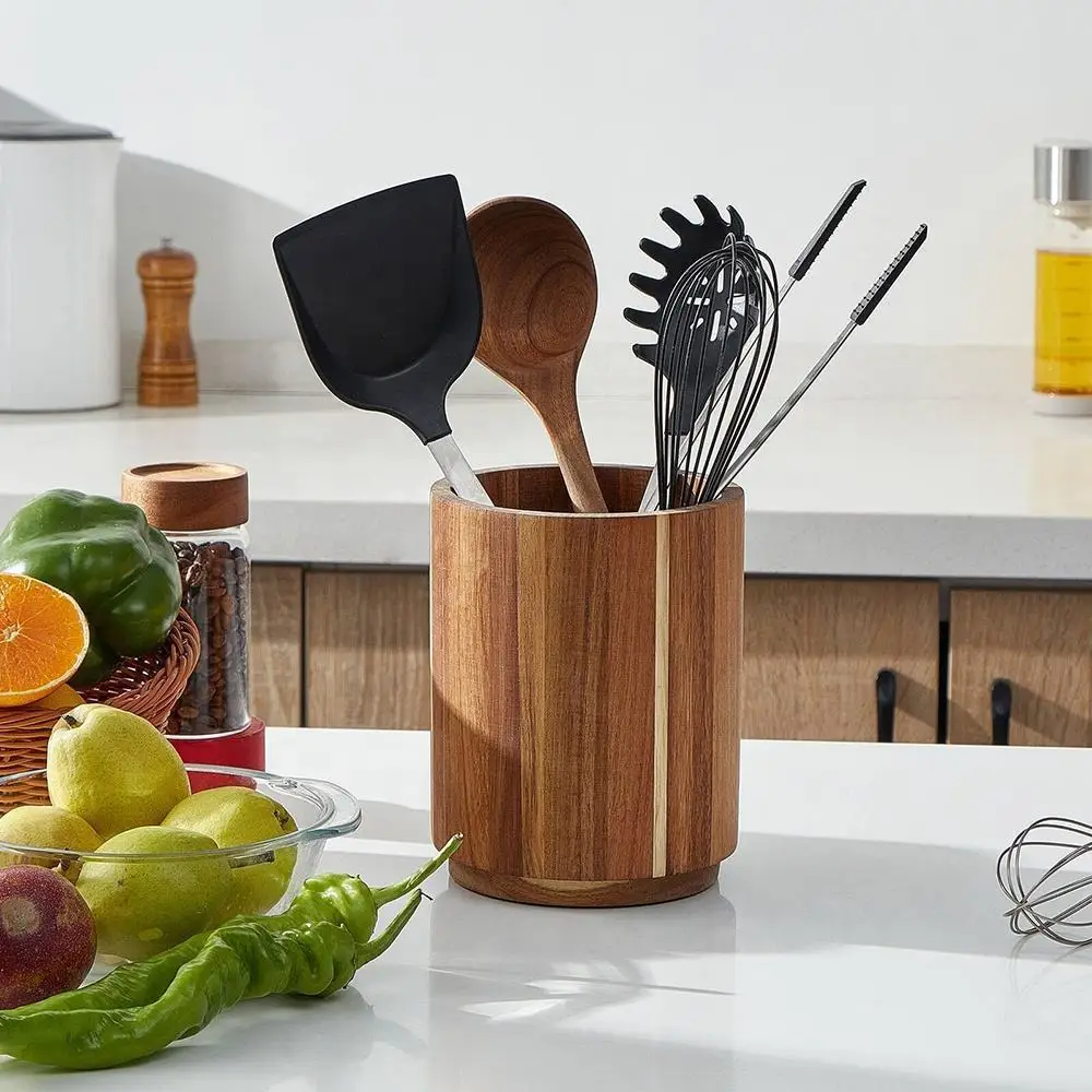 Kitchen Gadgets Holder - Draaiende houder voor keukengerei van acaciahout,