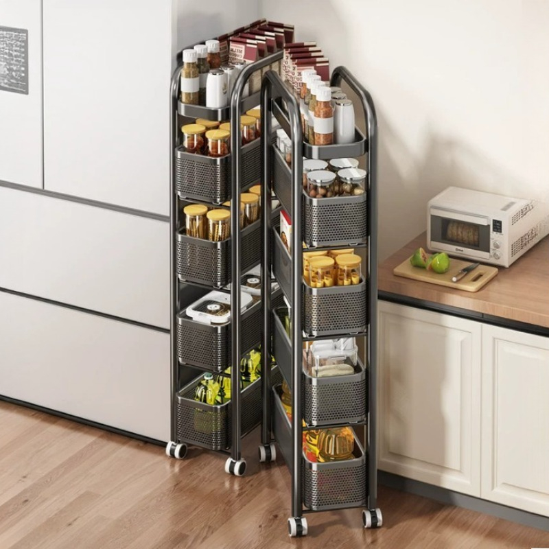 Kitchen Gadgets Holder - Hoekgerei-rek met wielen, kruidenrek, metalen fruitrek,